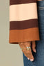 Chocolate Truffle Multi Stripe Drop Shoulder Long Wide Sleeve High Neck Wide Striped Open Front Sweater Cardigan