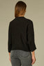 Black Three Quarter Dolman Drop Shoulder Sleeve Crew Neck Grid Stitch Straight Hem Sweater Top