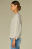 Heather Grey Three Quarter Dolman Drop Shoulder Sleeve Crew Neck Grid Stitch Straight Hem Sweater Top