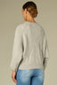 Heather Grey Three Quarter Dolman Drop Shoulder Sleeve Crew Neck Grid Stitch Straight Hem Sweater Top