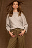 Three Quarter Dolman Sleeve Crew Neck Sweater with Grid Stitch