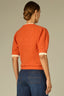 Sunrise Ecru Double Layer Elbow Puff Sleeve Double Layer Round Neck Scallop Edge Straight Banded Hem Petite Sweater Top