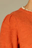 Sunrise Ecru Double Layer Elbow Puff Sleeve Double Layer Round Neck Scallop Edge Straight Banded Hem Sweater Top