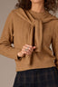 Caramel Latte Long Sleeve Round DoubleLayer Neck Twofer Front Tie Open Work Pointelle Sweater