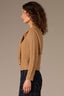 Caramel Latte Long Sleeve Round DoubleLayer Neck Twofer Front Tie Open Work Pointelle Sweater