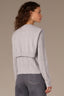 Heather Grey Long Sleeve Round DoubleLayer Neck Twofer Front Tie Open Work Pointelle Sweater