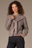 Heather Brown Rose Smoke Multi Stripe Long Sleeve Round DoubleLayer Neck Twofer Front Tie Open Work Pointelle Sweater