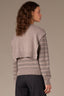 Heather Brown Rose Smoke Multi Stripe Long Sleeve Round DoubleLayer Neck Twofer Front Tie Open Work Pointelle Sweater