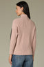 Black Mahogany Rose Long Cuffed Drop Shoulder Sleeve Turtleneck Color Block Seaming Detail Straight Hem Mixed Media Sweater Top