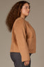 Candy Yam Long Sleeve Seaming Detail Dual Entry Patch Pocket Round Neck Cropped Hem Knit Plus Size Coat
