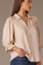 Macadamia Short Embroidered Puff Blouson Sleeve Collared V-Neck Western Back Yoke Button Down Woven Shirt