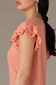 Tangerine Flutter Puff Cap Die Cut Embroidery Sleeve Mixed Media Scallop Sweetheart Neck Petite Knit Top