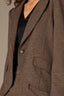 Mocha Walnut Multi Long Double Button Puff Shoulder Sleeve Lapel Collar Single Button Flap Pocket Seaming Double Back Vent Knit Blazer