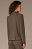 Mocha Walnut Multi Long Double Button Puff Shoulder Sleeve Lapel Collar Single Button Flap Pocket Seaming Double Back Vent Knit Blazer