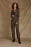 Mocha Walnut Multi Contour Shape Technology Skyrise Extended Tab Side Panel Pleated Trouser Petite Knit Pant
