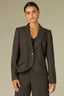 Black Birch Long Puff Buttoned Sleeve Single Button Front Flap Pockets Side Pockets Double Back Vent Seaming Knit Blazer