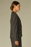 Black Birch Long Puff Buttoned Sleeve Single Button Front Flap Pockets Side Pockets Double Back Vent Seaming Knit Blazer
