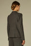 Black Birch Long Puff Buttoned Sleeve Single Button Front Flap Pockets Side Pockets Double Back Vent Seaming Knit Blazer