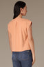 Autumn Sunset Extended Shoulder Cap Sleeve Crochet Trip Button Front Pleated Back Mixed Media Stand Collar Woven Top