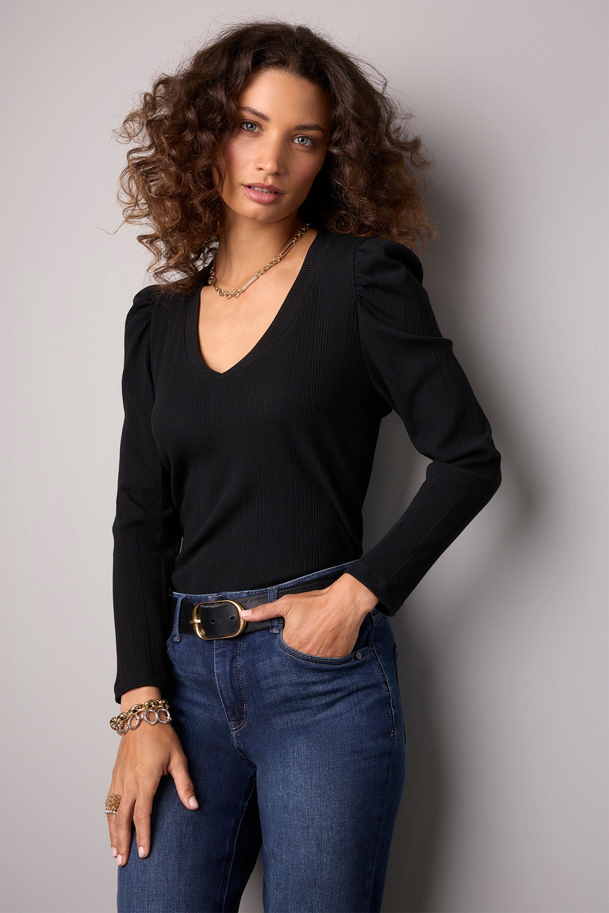 LONG SLEEVE V-NECK KNITWEARS TOPS main image 0