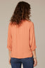 Toasted Pumpkin Three Quarter Raglan Sleeve Half Button Down Placket Pleated Stand Collar Woven Top