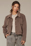 Brindle Olive Long Sleeve Collared Neck Button Front Patck Pocket Cropped Hem Jacket
