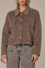 Brindle Olive Long Sleeve Collared Neck Button Front Patck Pocket Cropped Hem Jacket
