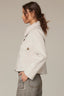 Heather Oatmeal Long Sleeve Collared Neck Button Front Patck Pocket Cropped Hem Jacket