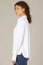 Off White Long Button French Cuff Sleeve Collar Neck Hidden Placket Button Down Split Hi-Low Petite Woven Shirt