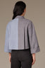 Black Blue Long Cuffed Sleeve Collared Neck Button Down Front Two Tone Single Breast Pocket Pleated Cropped Hem Woven Jacket