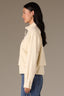 Frosty Lemon Long Drop Shoulder Sleeve Zip Front Mock Neck Double Layer Back Vent Patch Pocket Cinched Hem Woven Bomber Jacket