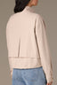 Vanilla Cream Long Drop Shoulder Sleeve Zip Front Mock Neck Double Layer Back Vent Patch Pocket Cinched Hem Woven Bomber Jacket