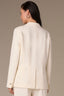 Off White Long Jewel Button Sleeve Single Button Angled Welt Flap Pocket Back Vent Seaming Detail Blazer