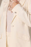 Off White Long Jewel Button Sleeve Single Button Angled Welt Flap Pocket Back Vent Seaming Detail Blazer