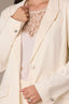 Off White Long Jewel Button Sleeve Single Button Angled Welt Flap Pocket Back Vent Seaming Detail Blazer