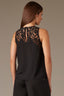 Black Sleeveless Round Neck Lace Yoke Petite Woven Tank Top
