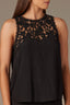 Black Sleeveless Round Neck Lace Yoke Petite Woven Tank Top