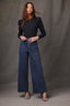 Black Multi Long Puff Sleeve Crew Neck Embroidered Speckled Thermal Knit Top