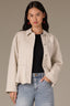 Long Sleeve Hidden Snap Front Embroidered Scallop Hem Jacket