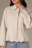 Long Sleeve Hidden Snap Front Embroidered Scallop Hem Jacket