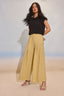 Dried Moss Ultra Skyrise Banded Elastic Pull On Waist Double Pleat Patch Pocket Wide Leg Glider Pant