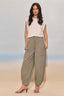 Deep Seagrass Ultra Skyrise Cinched Elastic Pull On Waist Pleated Cinched Hem Seaming Detail Billowed Jogger Pant