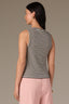 Black Off White Sleeveless Crew Neck Stripe Block Print Crew Neck Knit Tank Top