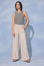 Stone Skyrise Elastic Pull-On Waist Double Side Seam Dart Seams Wide Leg Trouser 