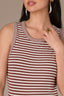 Dusty Grape Sleeveless Crew Neck Stripe Block Print Crew Neck Knit Tank Top