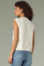 Vanilla Pleated Drop Shoulder Cap Sleeve Round Neck Bubble Hem Knit Top