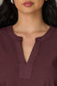 Fig Jam Three Quarter Puff Sleeve Cuff Mandarin Collar Slit V-Neck Half Placket Shirttail Hem Mixed Media Knit Top