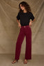 Plum High Rise Contour Shape Technology Patch Pocket Side Panel Slit Hem Wide Leg Pant