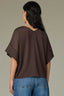 Espresso Elbow Dolman Roll Cuff Sleeve Button V-Neck Shirttail Hem Woven Top