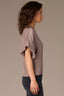 Oyster Mushroom Elbow Roll Cuff Dolman Sleeve V-Neck Petite Woven Top